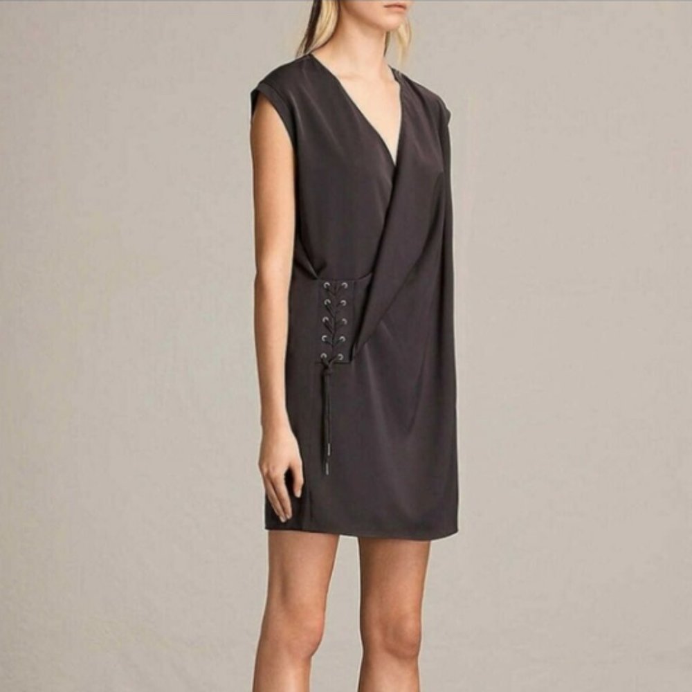 All Saints Aures Front Lace Up Mini Dress